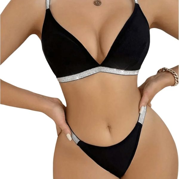 Lingerie for Women Glitter Bra and Thong Panty Underwear Sets