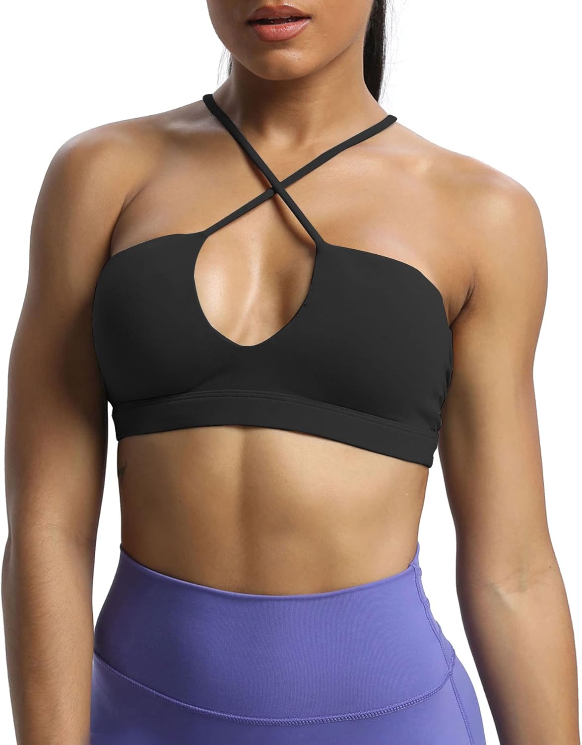 Women Workout Sports Bras Deep V Fitness Training Gym Bra Yoga Crop Tank
