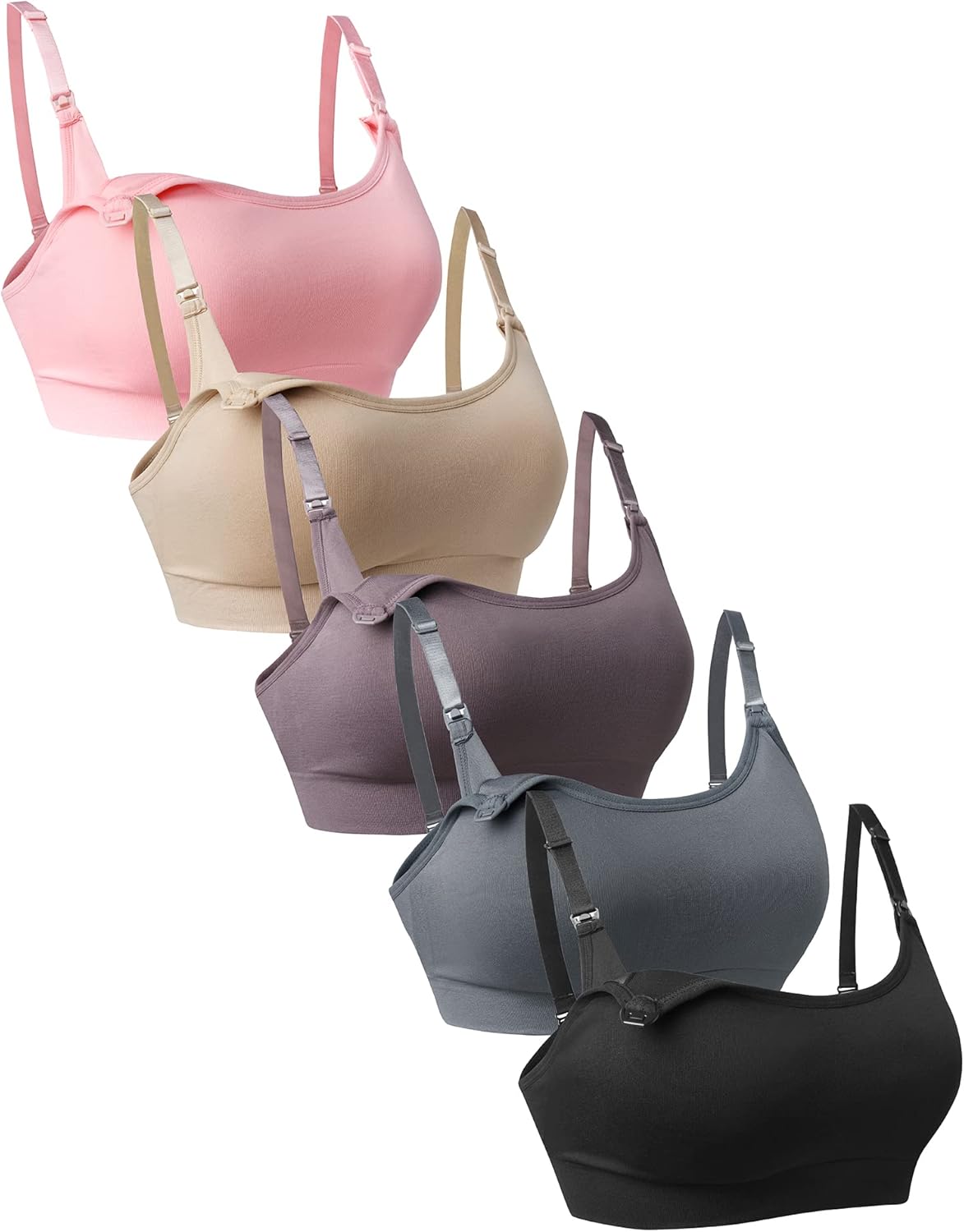 5Pack Seamless Nursing Bra Women Maternity Breastfeeding Pregnancy Support Full Coverage Bralette Padded Cups