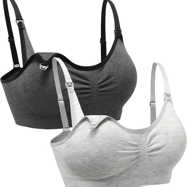 2PACK Nursing Maternity Bra for Pregnancy Women Breastfeeding Comfortable Sleeping with Extenders