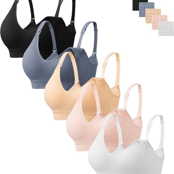 Nursing Bras for Breastfeeding Women Maternity Bras Seamless Wireless Pregnancy Sleep Bra with Bra Extenders