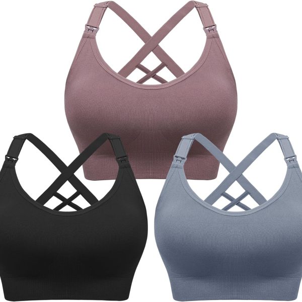 Nursing Bras for Breastfeeding, Seamless Nursing Sports Bra Support Yoga Maternity Bras Pregnancy Sleep Bralette