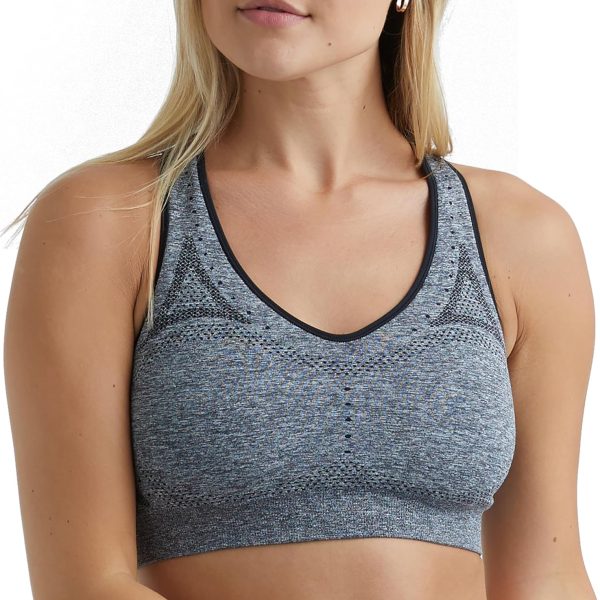 Women Sports Bra, Seamless Racerback Sports Bra, Moderate Support, Moisture-Wicking, 1 or 3 Pack