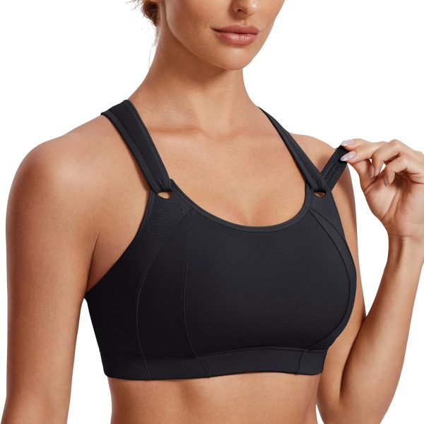 Women Sports Bra Front Adjustable High Impact Support Padded Wireless Racerback Plus Size Running Bra