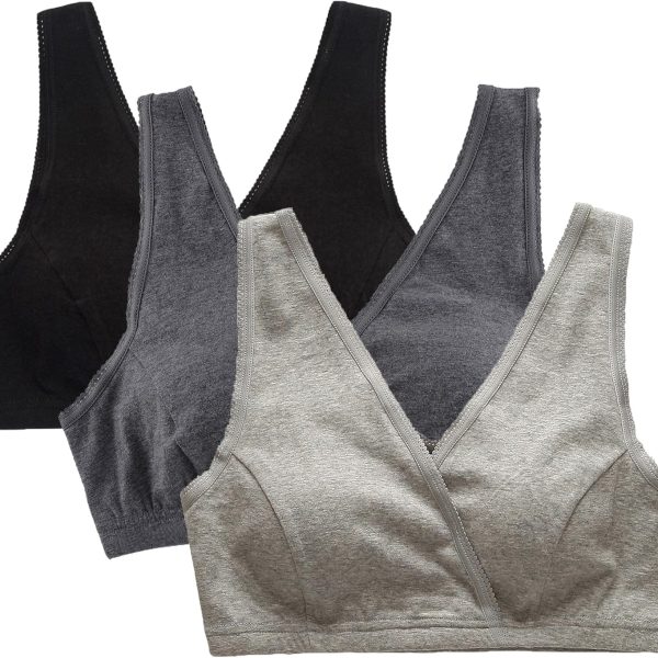 3 Pack Maternity Nursing Sleep Bra Breastfeeding Cotton Bralette